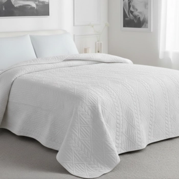 Narzuta 220x240 welurowa biała tłoczona gruba NP02